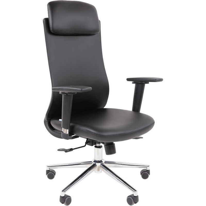 Изображение товара Кресло Chairman 500LUX Экокожа Черное с Подголовником и Поясничным Упором