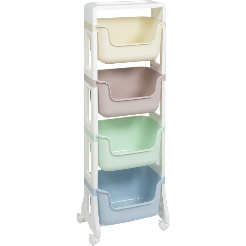 Изображение товара Этажёрка напольная Junior 771400 на колёсах с 4 полками для хранения в доме