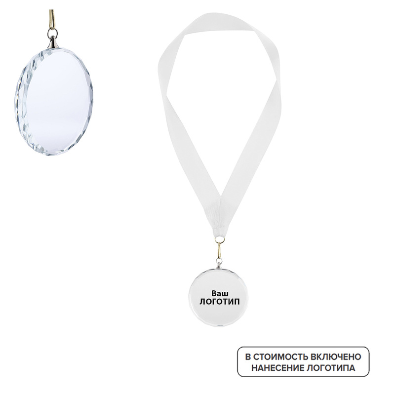 Изображение товара Стеклянная медаль Glory 6.9 см с индивидуальной печатью набор 100 шт