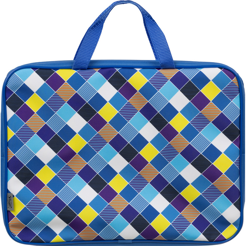 Изображение товара Папка для тетрадей Комус Класс Клетка синяя А4 с ручками и молнией