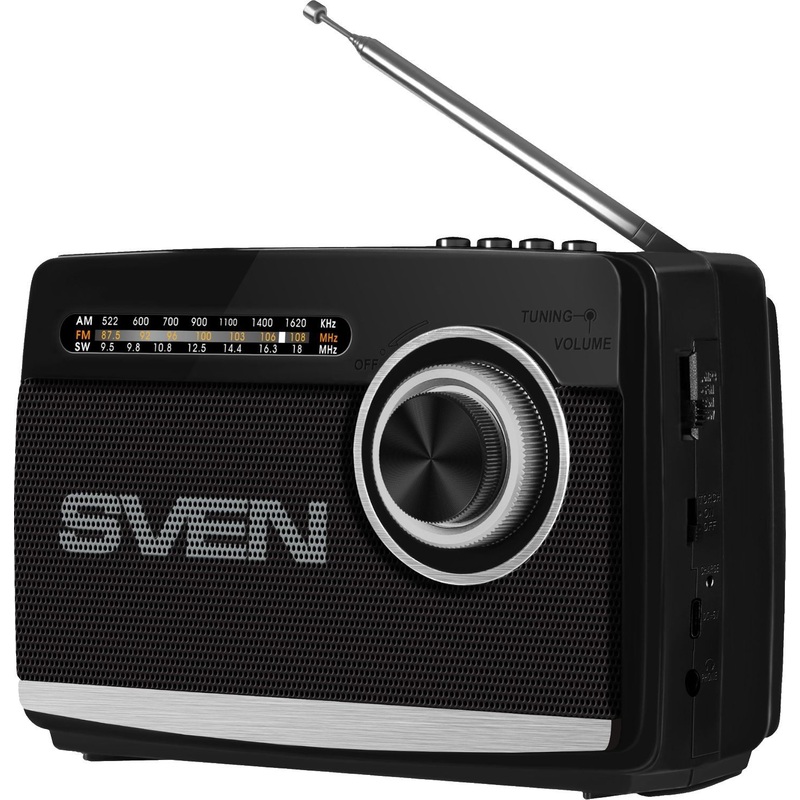 Изображение товара Радиоприемник Sven SV-022716 чёрный портативный FM AM SW Bluetooth USB microSD