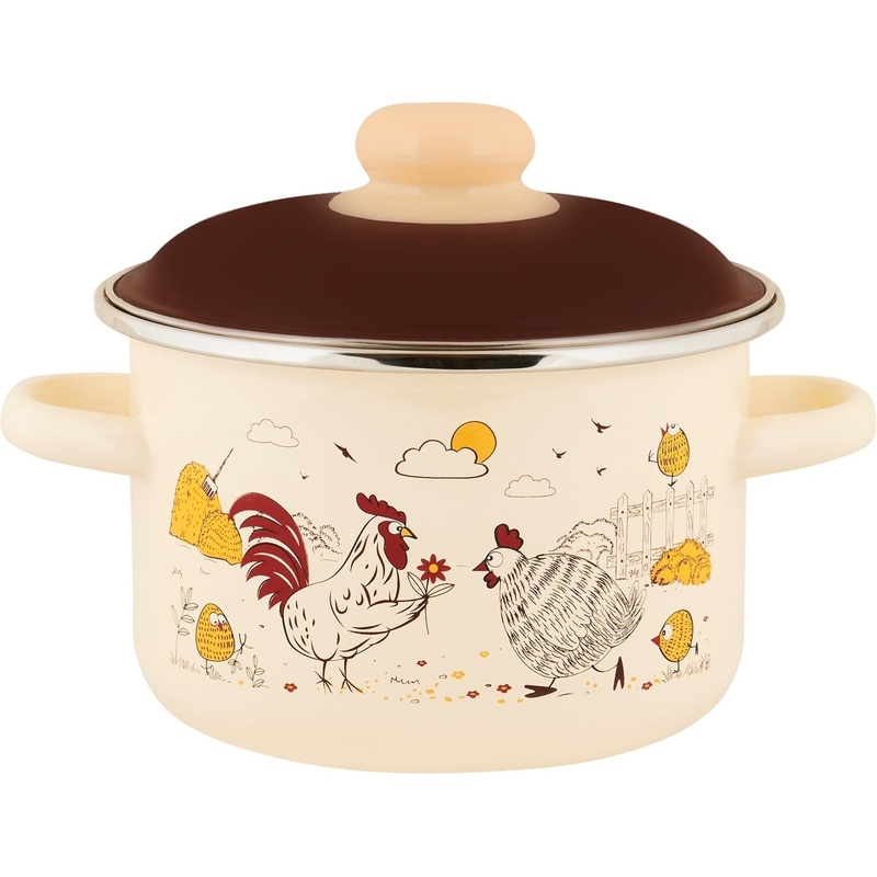 Изображение товара Кастрюля Appetite Подворье 2 л из эмалированной стали с крышкой