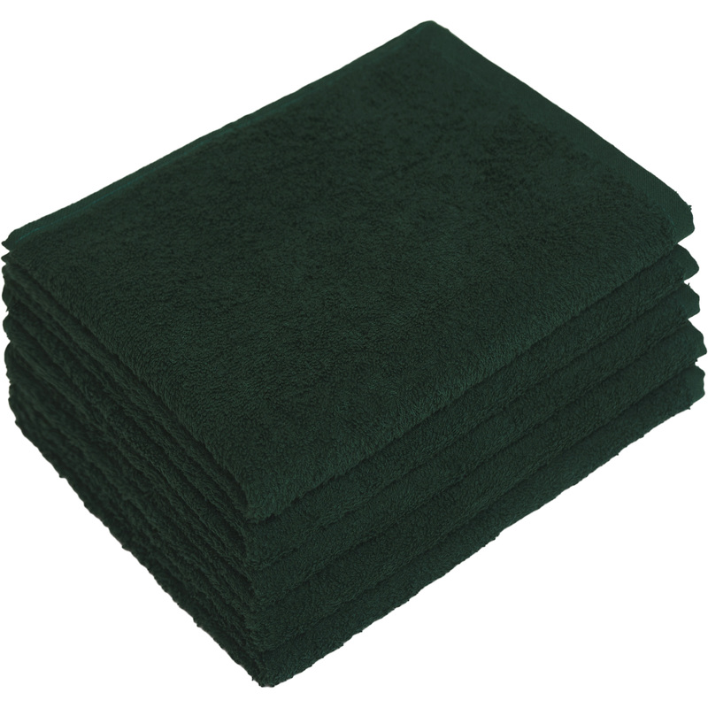 Изображение товара Махровый набор полотенец 5 штук 40х70 см хлопковые тёмно-зелёные
