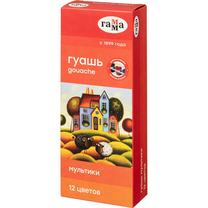 Изображение товара Гуашь Гамма Мультики 12 цветов по 15 мл безопасный набор для детского творчества