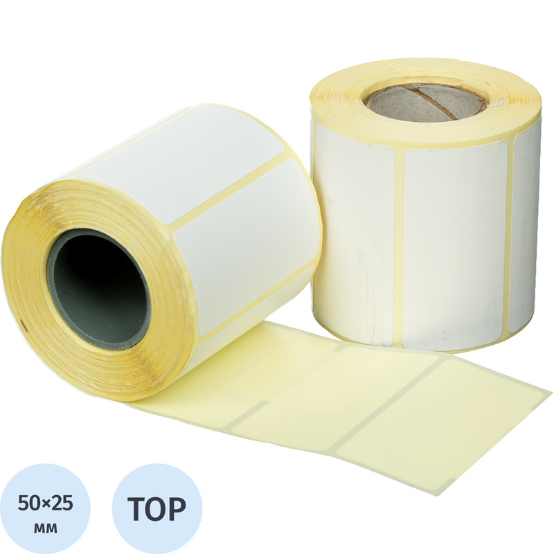 Изображение товара Термоэтикетки 50х25 мм Thermal TOP, 400 штук рулон, влагостойкие