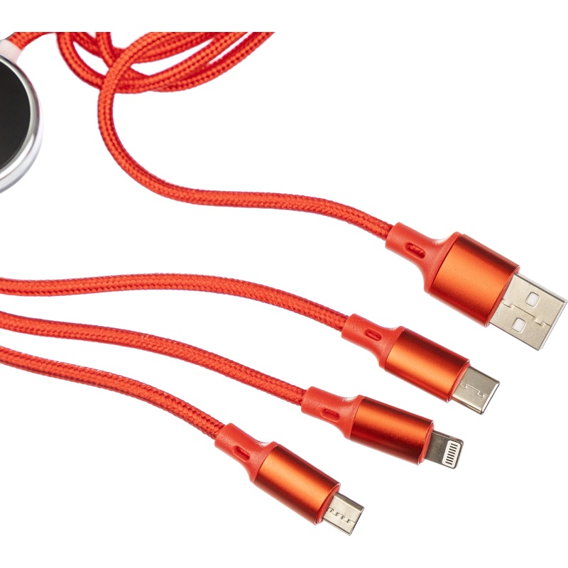 Изображение товара Кабель Shine USB Type-C, micro USB, Lightning 1.2 метра красный