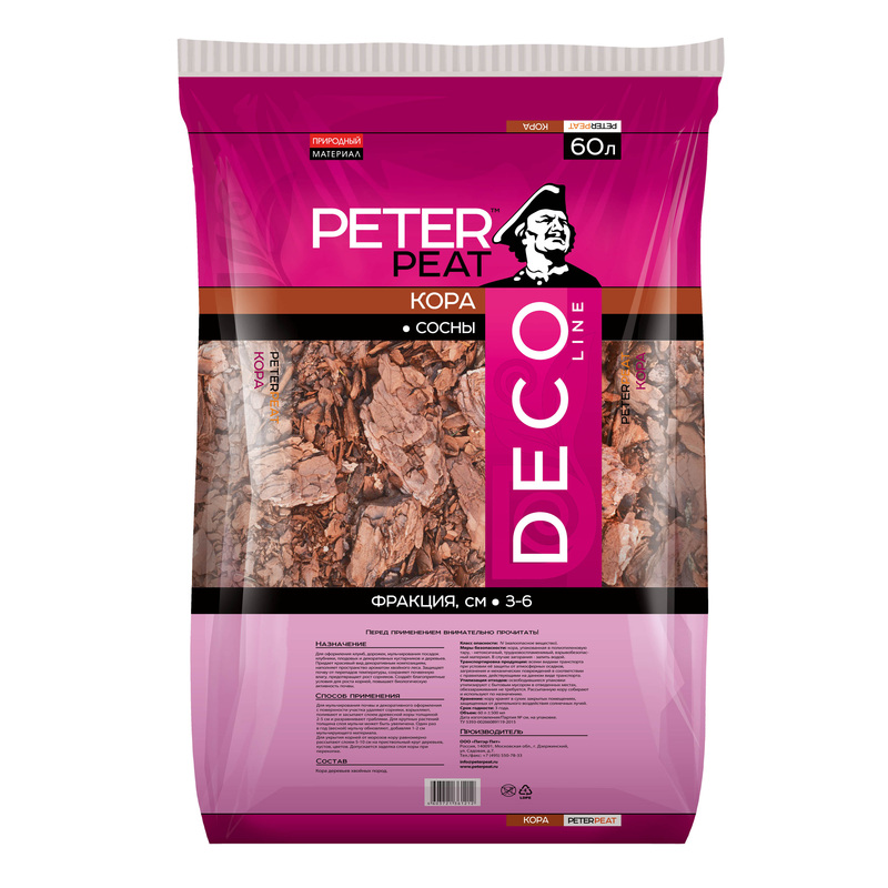 Изображение товара Добавка Кора сосновая 30-60 60 л для мульчирования оформления клумб дорожек