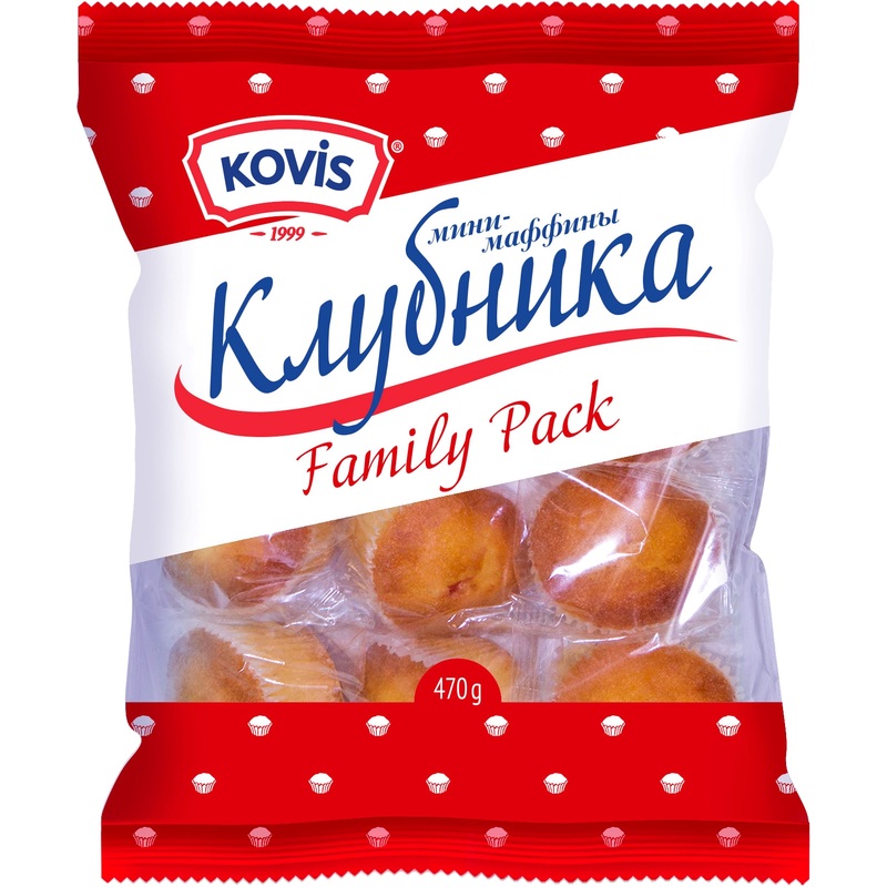 Изображение товара Мини-маффины Kovis с клубничным джемом 470 г – вкусное угощение для всех