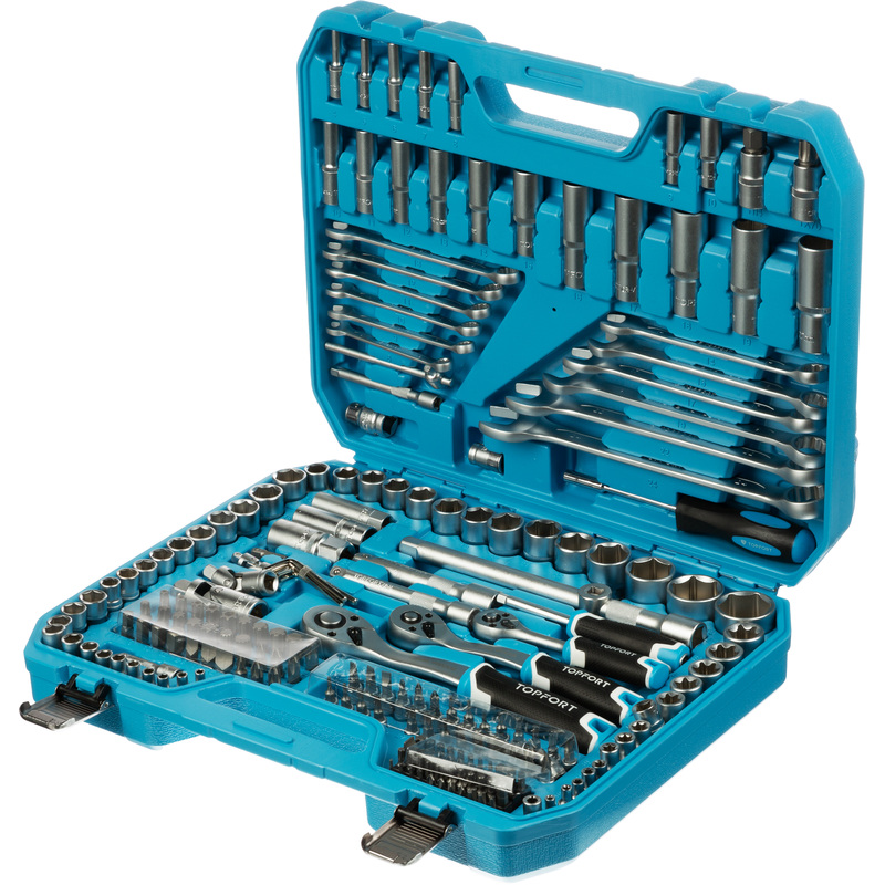 Изображение товара Набор инструмента автомобильный TOPFORT 1/2"1/4"3/8" в чемодане 219 предметов профессиональный (2161909)