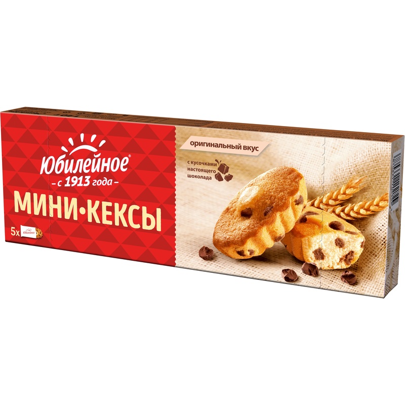 Изображение товара Пирожное Юбилейное с кусочками молочного шоколада мини 140 г