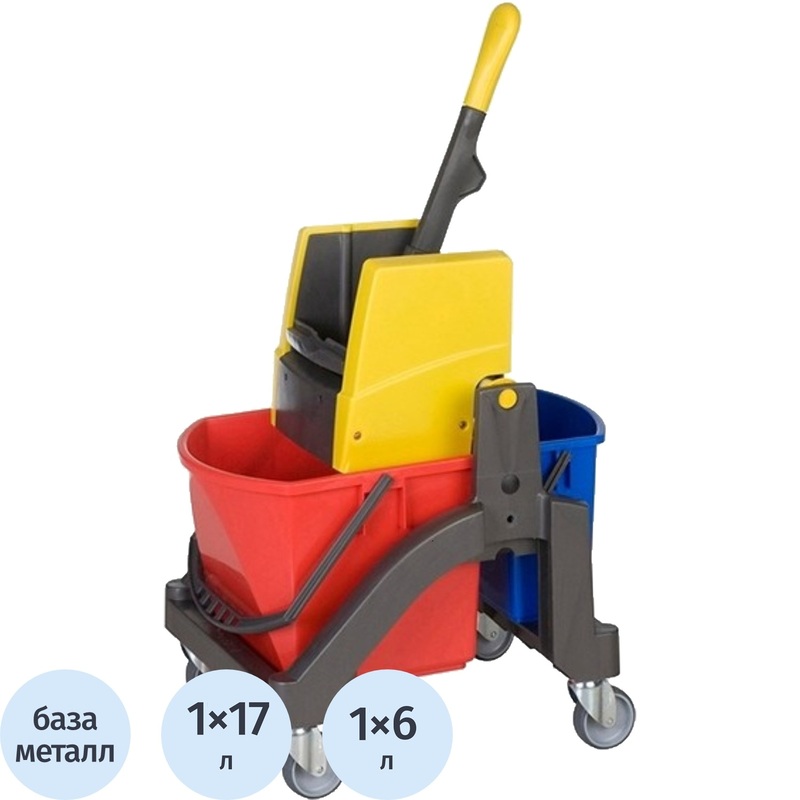 Изображение товара Тележка уборочная двухведёрная Vermop 2x6/17 л с отжимом