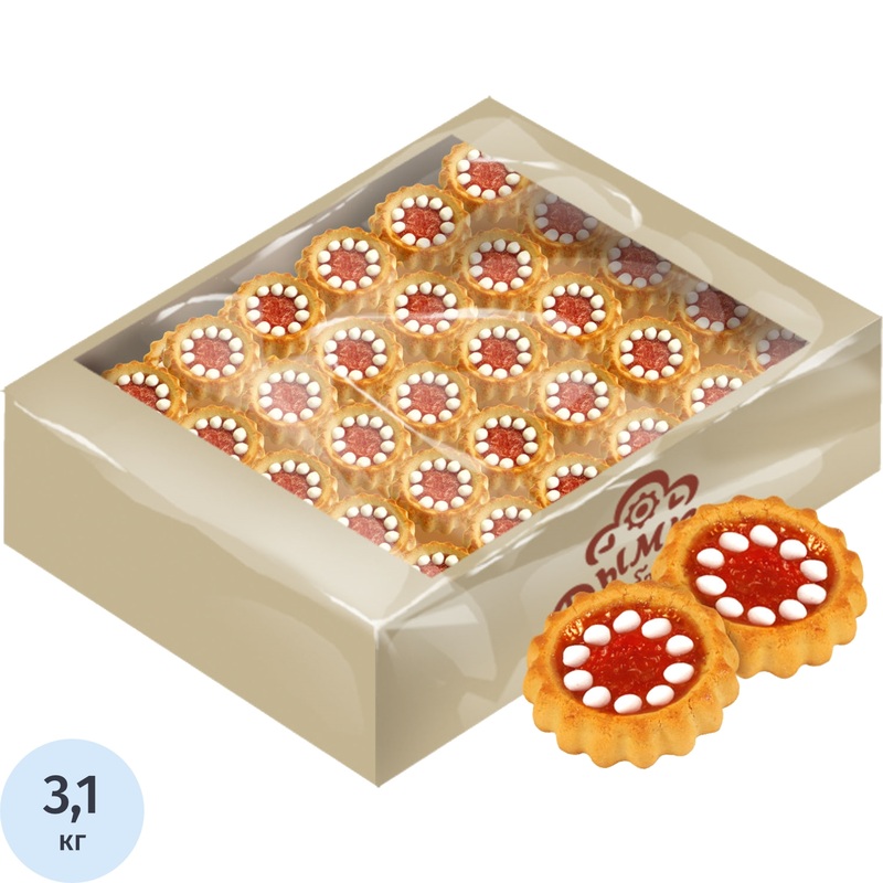 Изображение товара Печенье сдобное Дымка с клубникой со сливками 3,1 кг натуральное дегустация