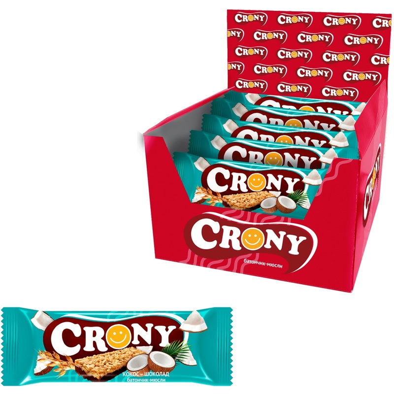 Изображение товара Батончики мюсли Crony Кокос и шоколад 12 штук по 50 г