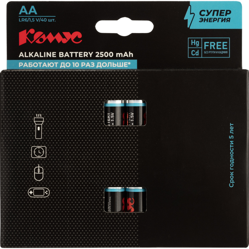 Изображение товара Батарейка АА пальчиковая Комус ProMega 40 штук в упаковке