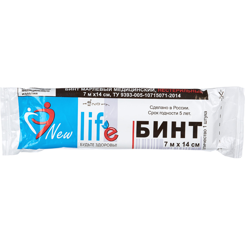 Изображение товара Бинт марлевый Навтекс Life нестерильный 7 м х 14 см плотность 32 г