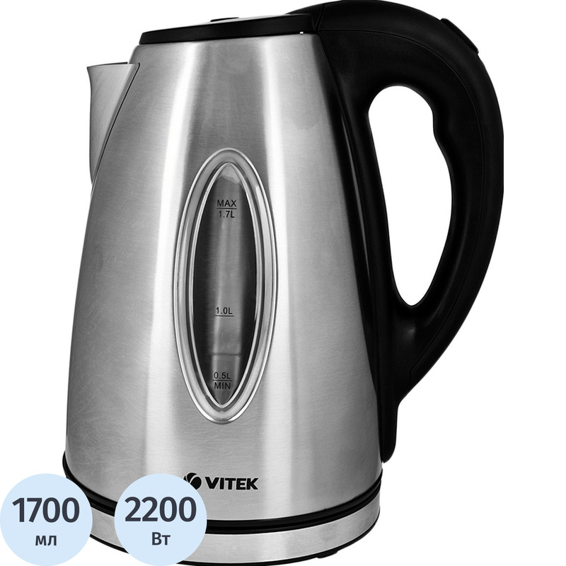 Изображение товара Чайник электрический Vitek VT 7019 серебристый 1700 мл 2200 Вт
