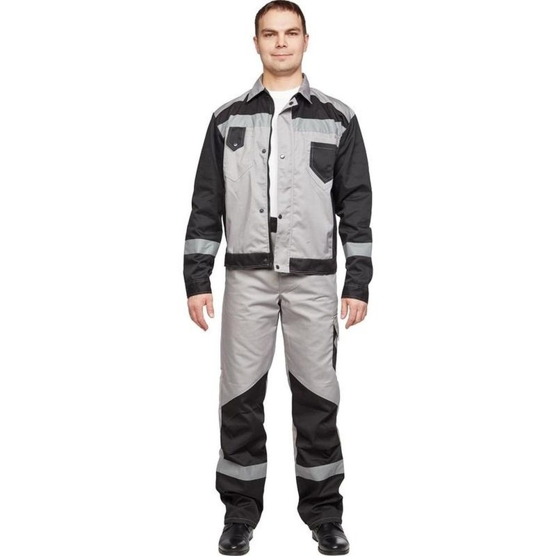 Изображение товара Костюм рабочий летний мужской л21-КБР с СОП серый/черный (размер 80-84 (40-42), рост 182-188)