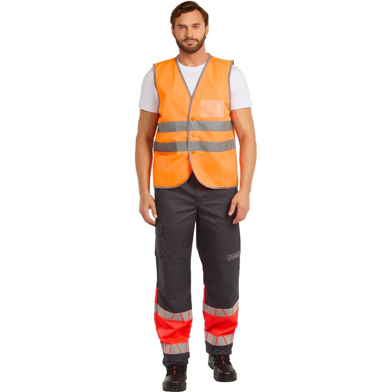 Изображение товара Жилет сигнальный Тип 2Т оранжевый с карманом для бейджа размер 52-54