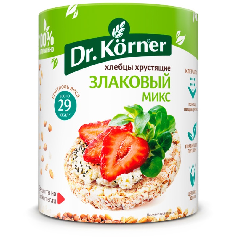 Изображение товара Хлебцы Dr.Korner Злаковый микс без соли пшеничные 90 г