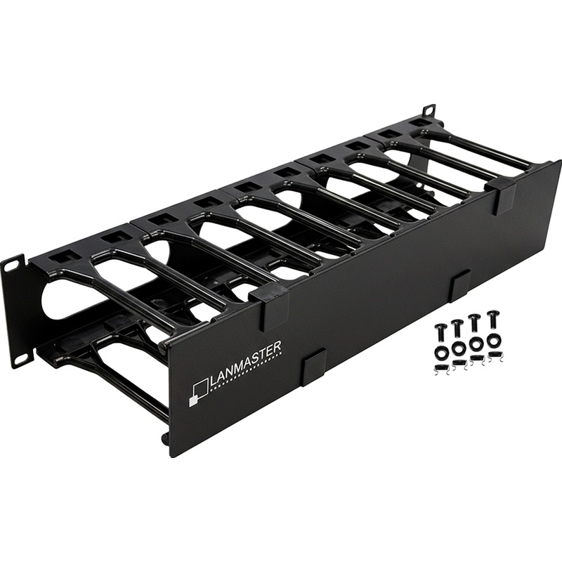 Изображение товара Кабельный органайзер Lanmaster LAN-ORG-PF/S-2U черный для организации кабелей