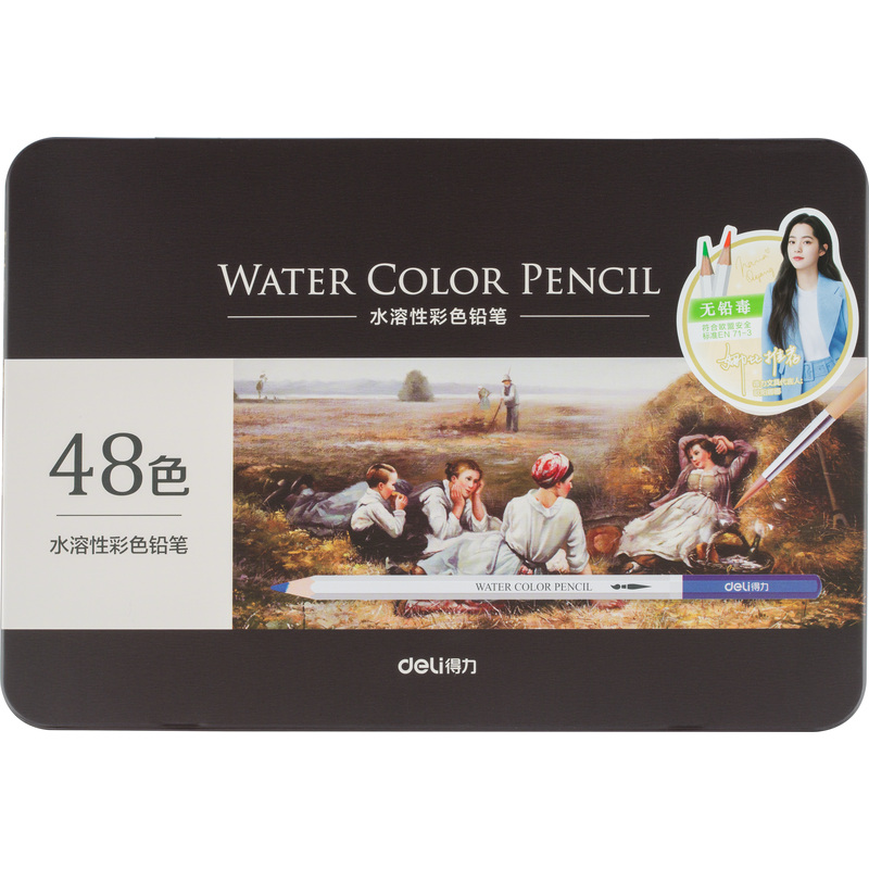 Изображение товара Карандаши акварельные Deli шестигранные 48 цветов с кистью в наборе