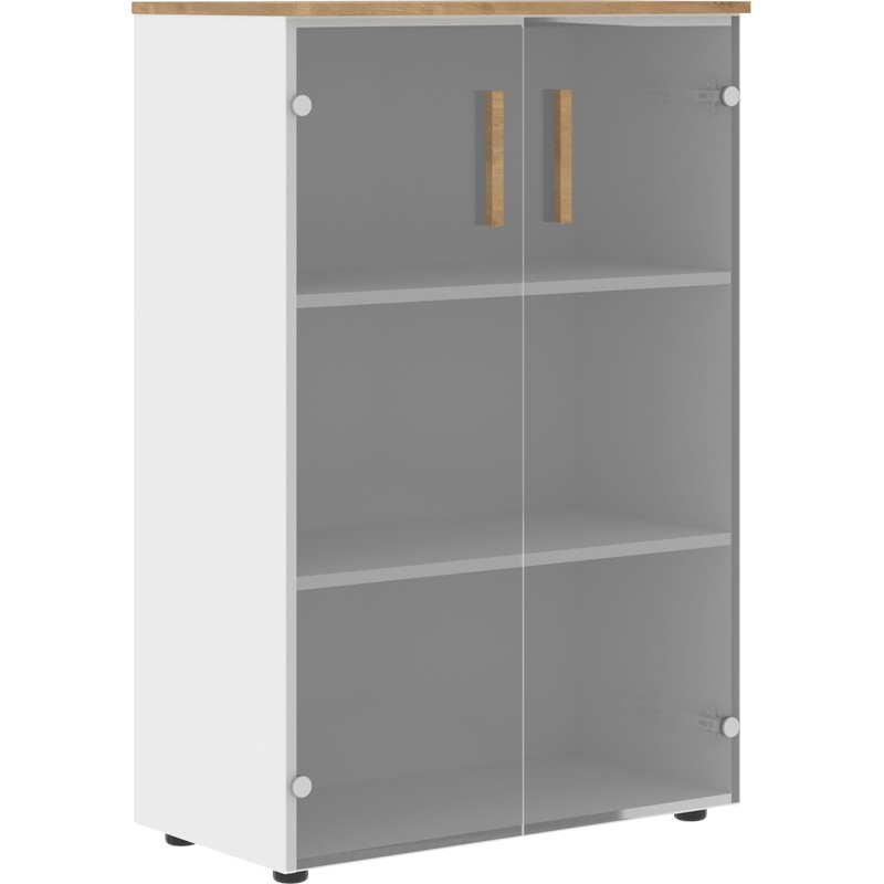 Изображение товара Шкаф для документов Forta FMC80.2 со стеклом дуб гамильтон белый премиум 802х429х1213 мм