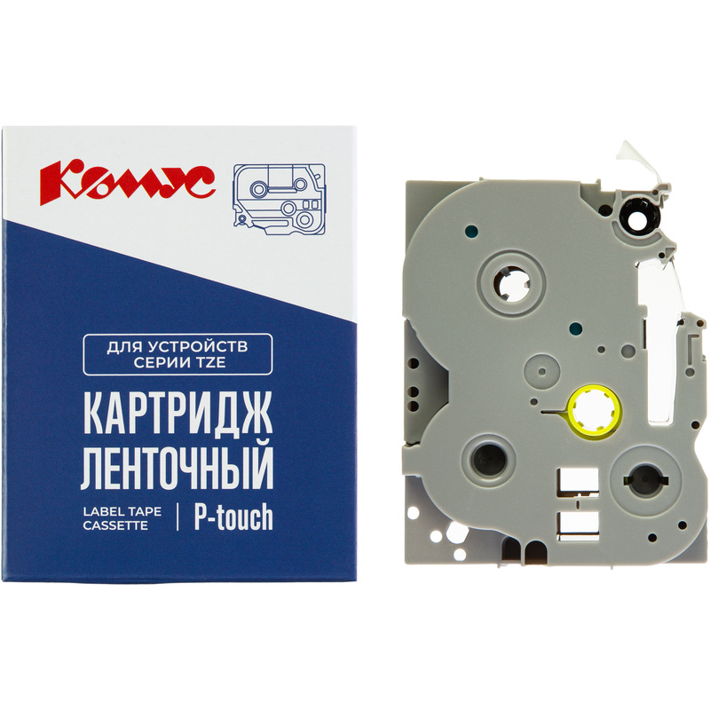 Изображение товара Картридж Комус TZE-221 для принтера этикеток Brother (9 мм х 8 м, цвет ленты белый, шрифт черный)