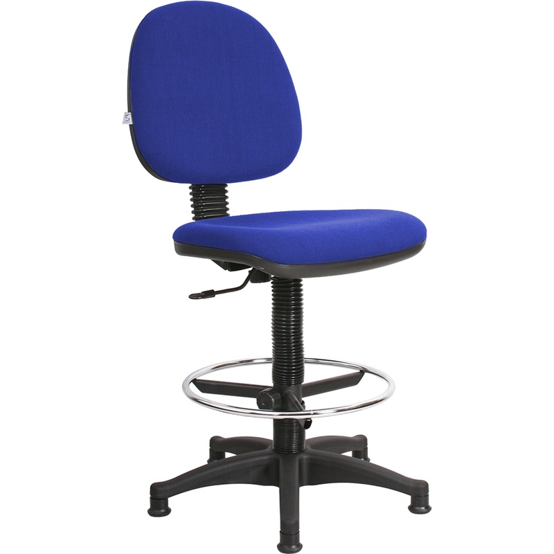 Изображение товара Кресло кассира Metro с опорой для ног высокая база синее (ткань/пластик)