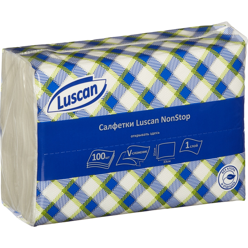 Изображение товара Однослойные бумажные салфетки Luscan NonStop 100 шт белые для кафе и ресторанов