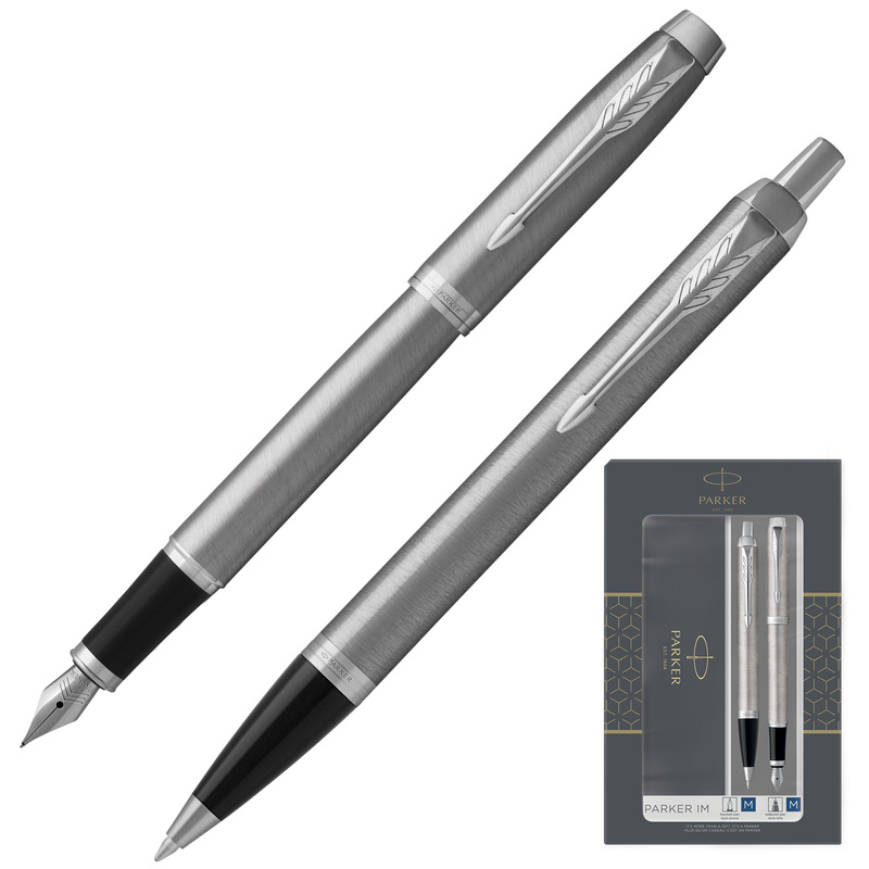 Изображение товара Набор пишущих принадлежностей Parker IM Duo Stainless Steel CT (шариковая ручка, перьевая ручка, артикул производителя 2183058)