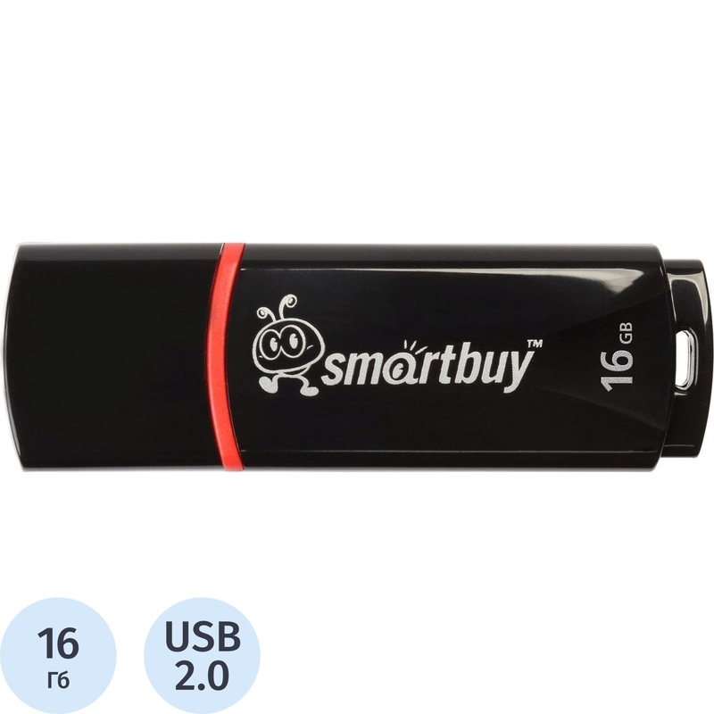 Изображение товара Флешка USB 2.0 16 ГБ SmartBuy Crown SB16GBCRW-K для хранения данных