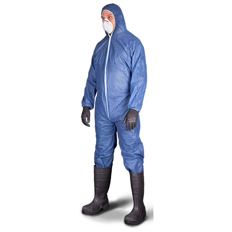 Изображение товара Комбинезон одноразовый с капюшоном Zonegard синий 40 г/кв.м (размер XL, EPB428)
