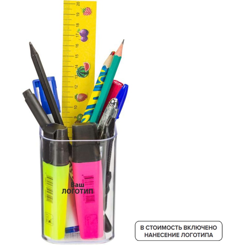 Изображение товара Подставка-стакан Attache Office прозрачная 100 штук в упаковке с логотипом