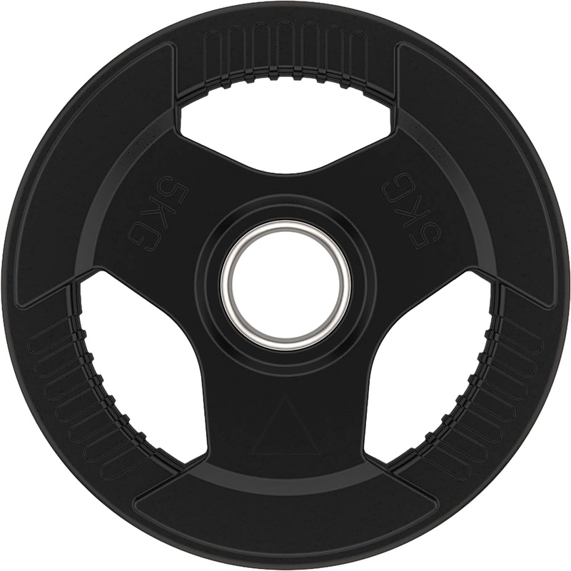 Изображение товара Диск обрезиненный для штанги DFC 5 кг чёрный с ручками и резиновым покрытием