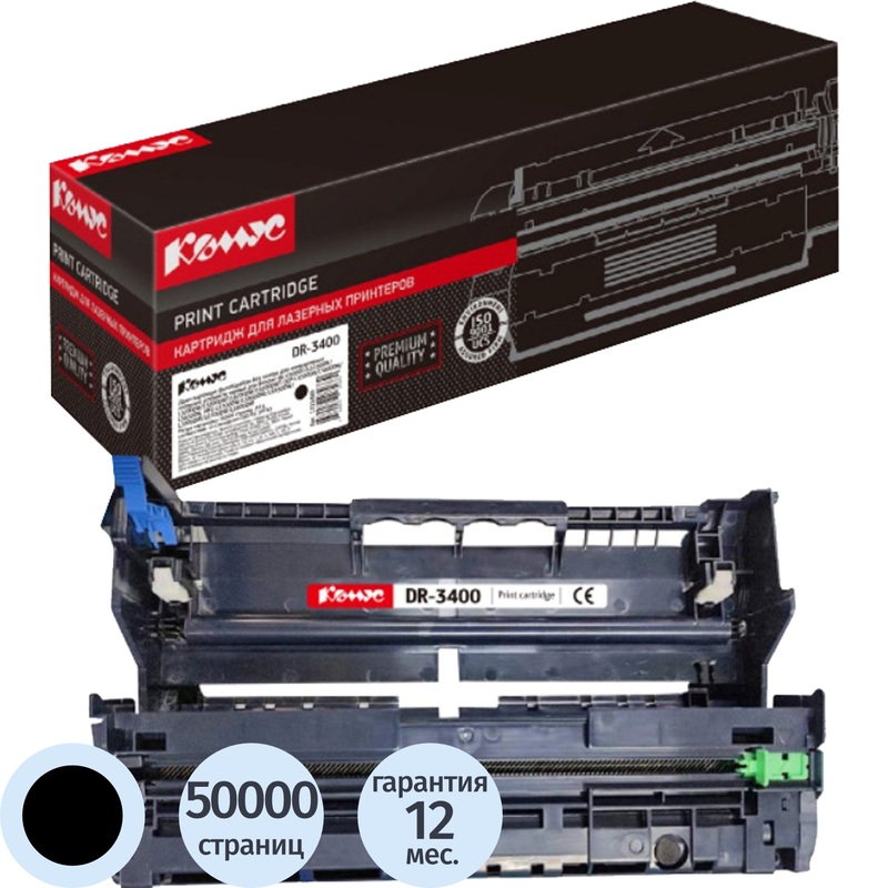 Изображение товара Фотобарабан Комус DR-3400 для Brother черный совместимый 50000 страниц