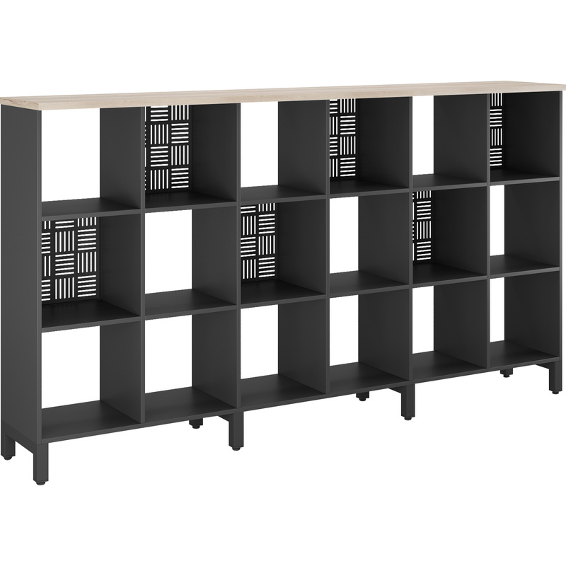 Изображение товара Стеллаж для документов Kobor SQ-3Х6 чёрный муар/дуб натуральный