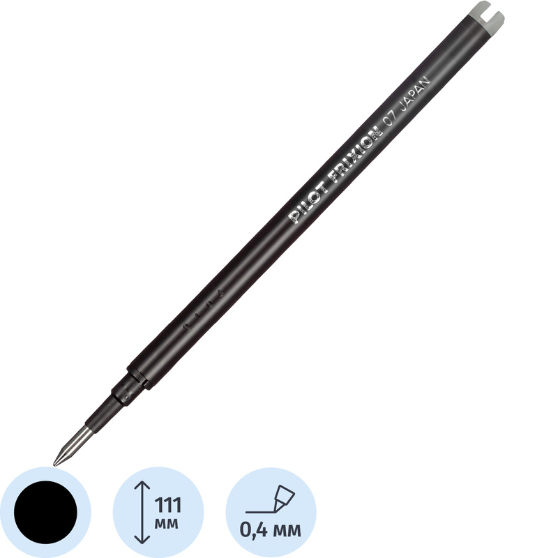 Изображение товара Гелевый стержень Pilot BLS-FR7 стираемый черный 111 мм с диаметром шарика 0.7 мм
