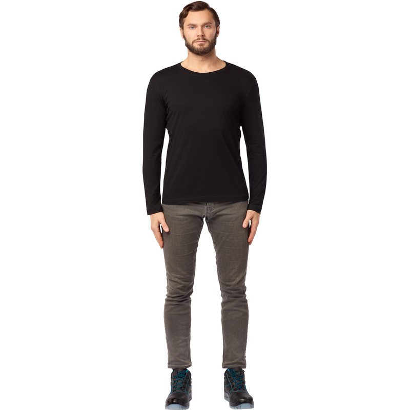 Изображение товара Футболка черная длинный рукав 100% хлопок M размер демонсезонная