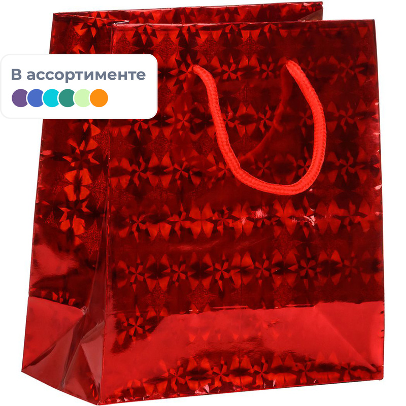 Изображение товара Подарочный голографический пакет Mc Basir 18x16x8 см универсальный для праздников