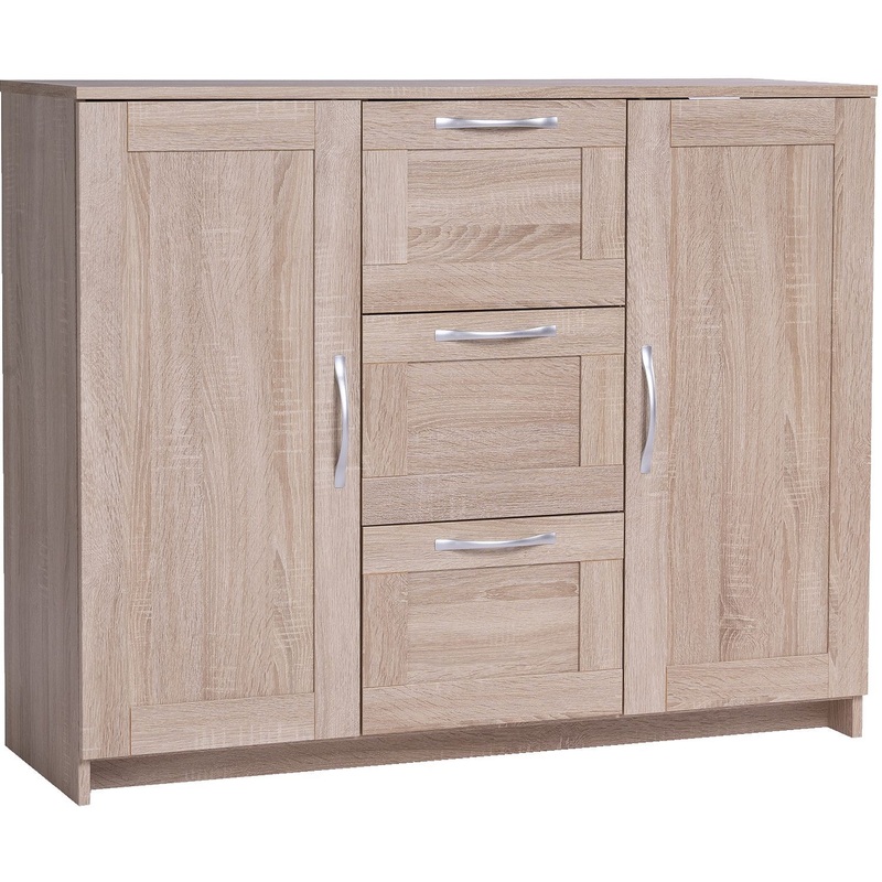 Изображение товара Тумба прикроватная ГУД ЛАКК Сага 2 двери 3 ящика дуб сонома 1171х412х946 мм