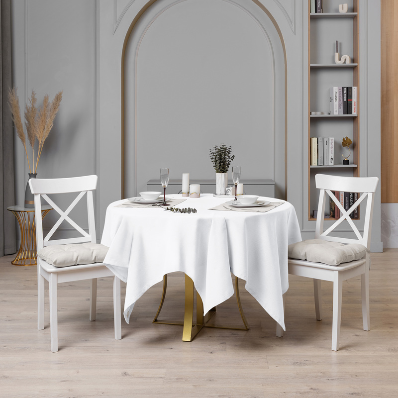 Изображение товара Скатерть на стол прямоугольная Волшебная Ночь 165х200 см полиэстер рогожка белая