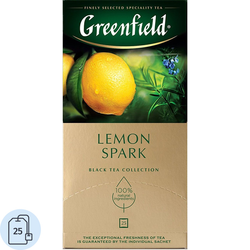 Изображение товара Чай черный Greenfield Lemon Spark 25 пакетиков аромат цитрусовых Россия