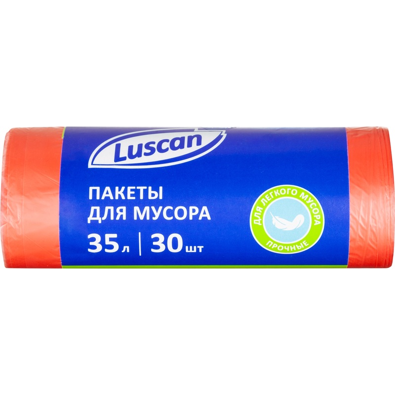 Изображение товара Мешки для мусора Luscan 35 л красные пакеты из ПНД 30 штук