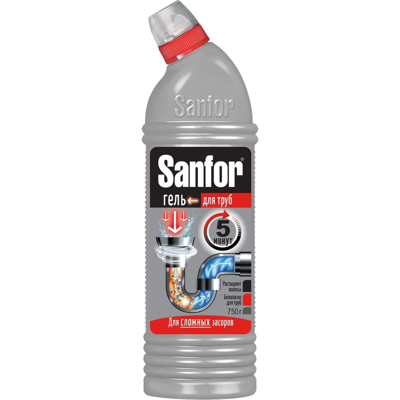Изображение товара Средство для прочистки труб Sanfor гель 750 г
