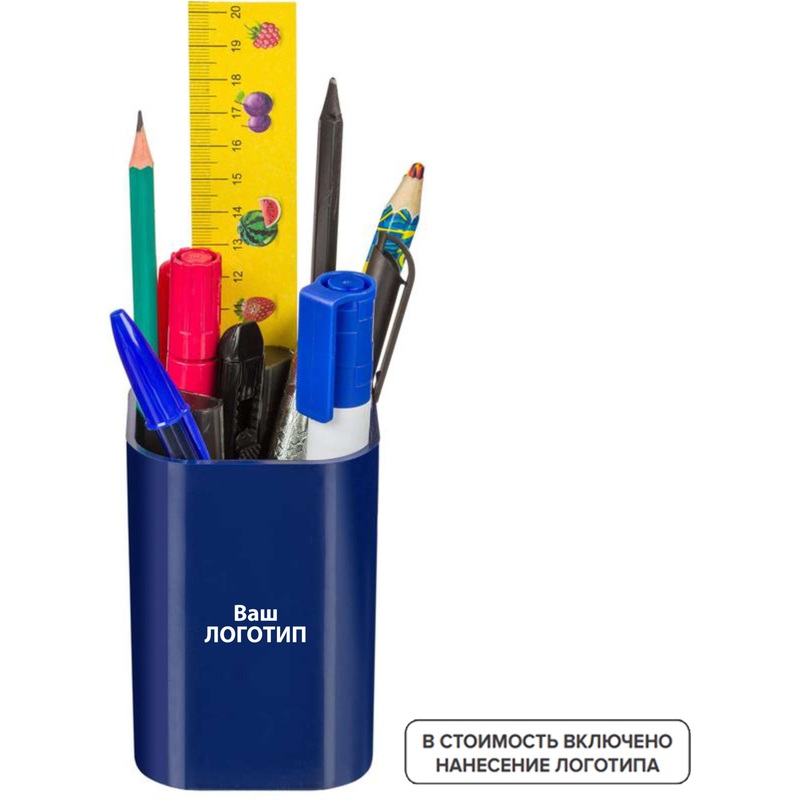 Изображение товара Подставка-стакан Attache синяя (100 штук в упаковке) с лого