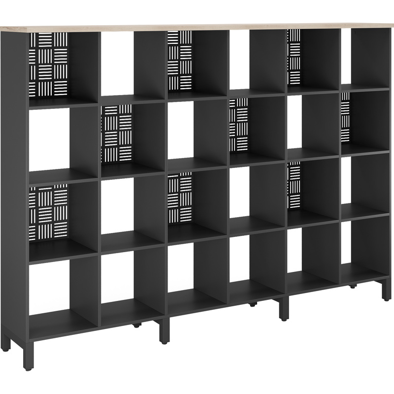 Изображение товара Стеллаж для документов Kobor SQ-4X6 чёрный муар и дуб натуральный 2216х370х1590 мм