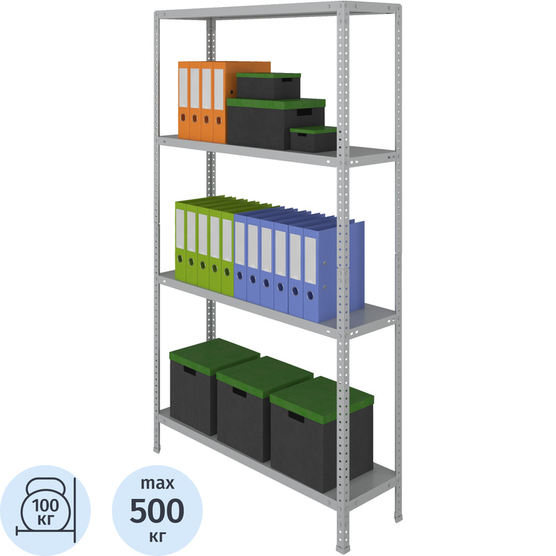 Изображение товара Стеллаж металлический Cobalt Shelf MS KD серый 4 полки 1000х300х1750 мм