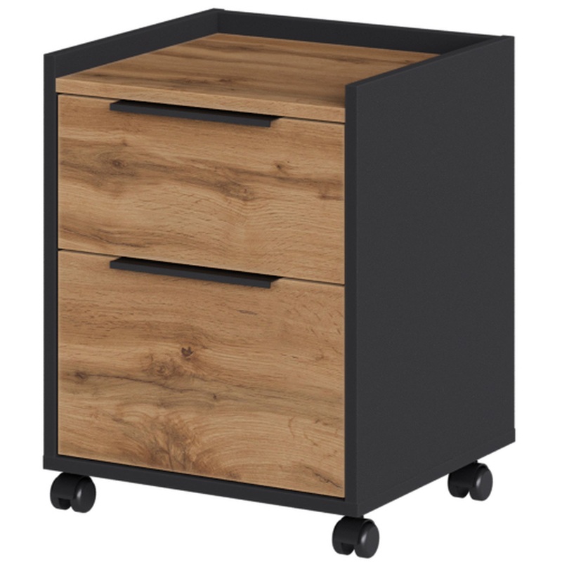 Изображение товара Тумба подкатная Easy to lead K-Loft дуб натуральный графит 434х400х555 мм 2 ящика