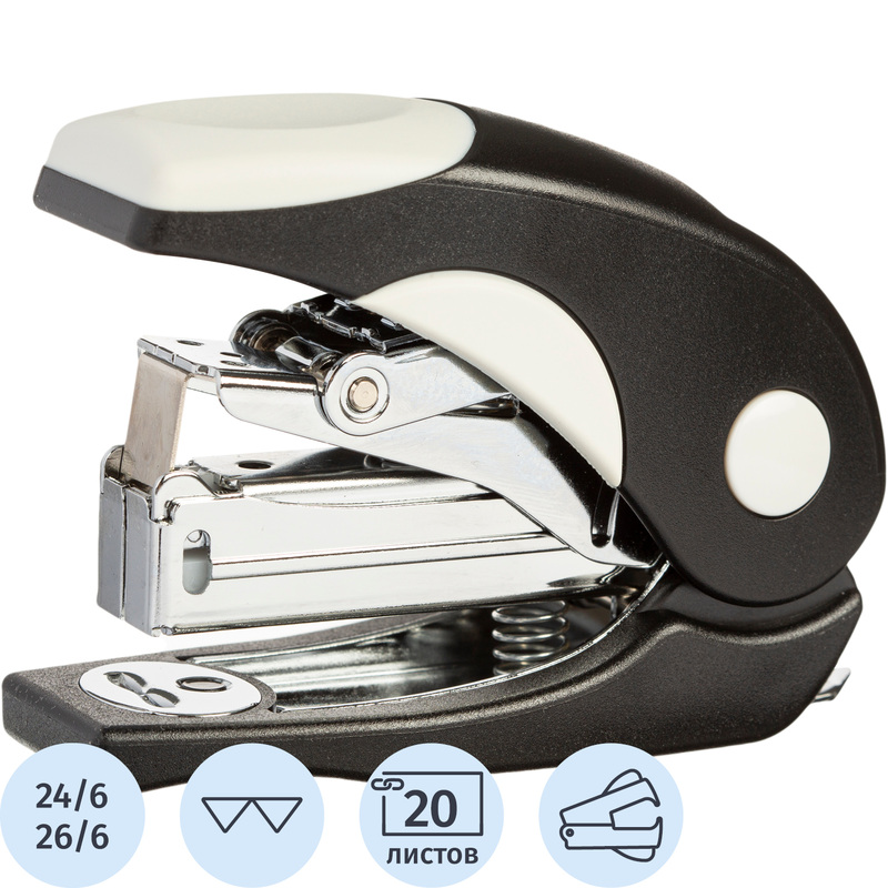 Изображение товара Мини-степлер Комус Light-Force до 20 листов черный с антистеплером