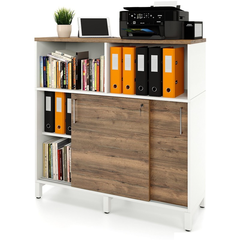 Изображение товара Стеллаж для документов Zamm Формат 11427 дуб галифакс олово белый 1200х414х1207 мм